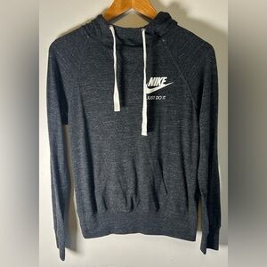 Nike Women’s Thin Hoodie Dark Gray Stretchy Sweatshirt Size S Just Do It Logo